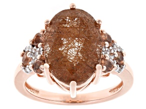 Copper Rutilated Quartz 18k Rose Gold Over Sterling Silver Ring 5.52ctw