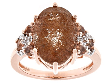 Picture of Copper Rutilated Quartz 18k Rose Gold Over Sterling Silver Ring 5.52ctw