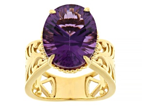 Purple Canela Amethyst 18k Yellow Gold Over Sterling Silver Ring 6.61ctw