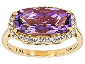 Purple Canela Amethyst 18k Yellow Gold Over Sterling Silver Ring 3.49ctw