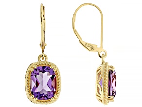 Purple Canela Amethyst 18k Yellow Gold Over Sterling Silver Earrings 4.59ctw