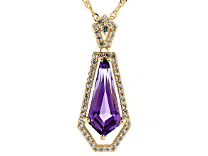 Purple Canela Amethyst 18k Yellow Gold Over Sterling Silver Pendant with Chain 3.79ctw