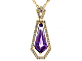 Purple Canela Amethyst 18k Yellow Gold Over Sterling Silver Pendant with Chain 3.79ctw