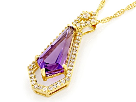 Purple Canela Amethyst 18k Yellow Gold Over Sterling Silver Pendant with Chain 3.79ctw