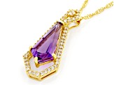 Purple Canela Amethyst 18k Yellow Gold Over Sterling Silver Pendant with Chain 3.79ctw