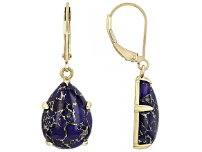 Purple Composite Turquoise 18K Yellow Gold Over Sterling Silver Earrings