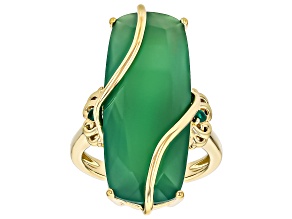 Green Onyx 18k Yellow Gold Over Sterling Silver Ring, 14.69ctw