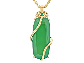 Green Onyx 18k Yellow Gold Over Sterling Silver Pendant With Chain 14.68ctw