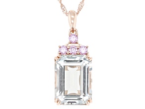 Prasiolite 18k Rose Gold Over Sterling Silver Pendant With Chain 10.12ctw