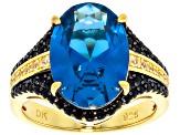 Blue Lab Created Spinel 18K Yellow Gold Over Silver Ring 6.11ctw ...