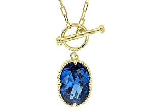 Blue Lab Created Spinel 18k Yellow Gold Over Sterling Silver Necklace 11.69ct