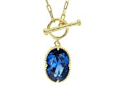 Blue Lab Created Spinel 18k Yellow Gold Over Sterling Silver Necklace 11.69ct