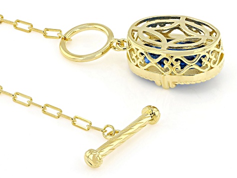 Blue Lab Created Spinel 18k Yellow Gold Over Sterling Silver Necklace 11.69ct