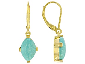 Blue Kingman Turquoise 18k Yellow Gold Over Sterling Silver Earrings