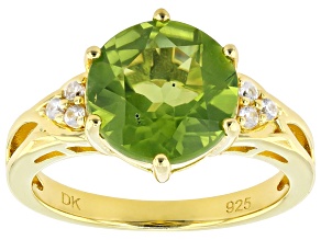 Green Peridot 18K Yellow Gold Over Sterling Silver Ring 3.33ctw