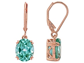 Green Lab Created Spinel 18k Rose Gold Over Sterling Silver Dangle Earrings 5.10ctw