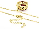 Lab Created Ruby 18k Yellow Gold Over Sterling Silver Heart Pendant With Chain 10.71ct