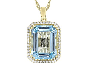 Sky Blue Topaz 18k Yellow Gold Over Sterling Silver Pendant With Chain 12.12ctw