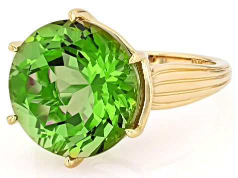 Color Change Zandrite(R) 18k Yellow Gold Over Sterling Silver Solitaire Ring 12.75ct