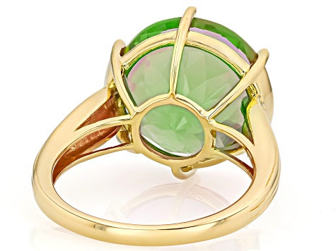 Color Change Zandrite(R) 18k Yellow Gold Over Sterling Silver Solitaire Ring 12.75ct