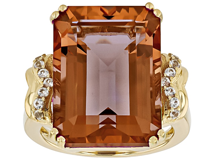 Color Change Zandrite(R) 18k Yellow Gold Over Sterling Silver Ring 16.02ctw