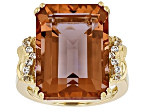 Color Change Zandrite(R) 18k Yellow Gold Over Sterling Silver Ring 16.02ctw