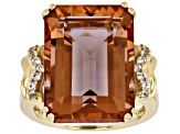 Color Change Zandrite(R) 18k Yellow Gold Over Sterling Silver Ring 16.02ctw