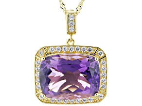 Purple Canela Amethyst 18k Yellow Gold Over Sterling Silver Pendant With Chain 15.53ctw