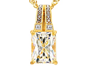 Strontium Titanate With White Zircon 18k Yellow Gold Over Sterling Silver Pendant With Chain 3.33ctw