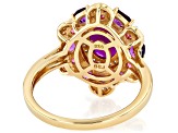 Purple Ethiopian Opal With Multi Gemstones 18k Yellow Gold Over Sterling Silver Ring 2.55ctw