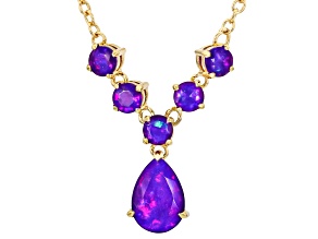 Purple Ethiopian Opal 18k Yellow Gold Over Sterling Silver Necklace