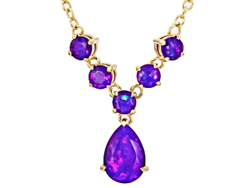 Picture of Purple Ethiopian Opal 18k Yellow Gold Over Sterling Silver Necklace
