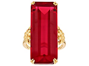 Lab Created Ruby 18k Yellow Gold Over Sterling Silver Solitaire Ring 29.70ct