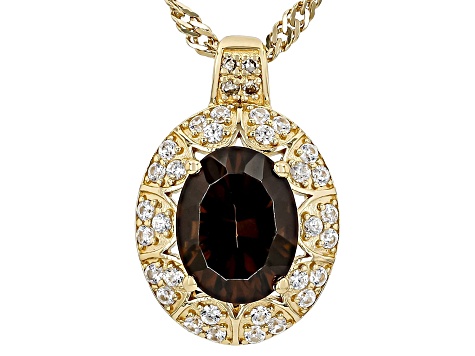 Smoky Quartz 18k Yellow Gold Over Silver Pendant With Chain 1.78ctw