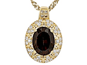 Smoky Quartz 18k Yellow Gold Over Silver Pendant With Chain 1.78ctw