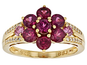 Grape Color Garnet 18k Yellow Gold Over Silver Ring 2.21ctw