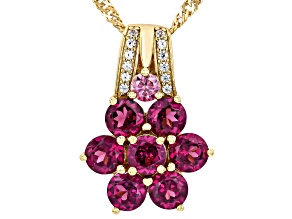 Grape Color Garnet 18k Yellow Gold Over Silver Pendant With Chain 2.14ctw