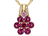 Grape Color Garnet 18k Yellow Gold Over Silver Pendant With Chain 2.14ctw