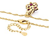 Grape Color Garnet 18k Yellow Gold Over Silver Pendant With Chain 2.14ctw