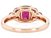 Grape Color Garnet With Pink Moissanite Fire® & White Zircon 18k Rose Gold Over Silver Ring 1.83ctw