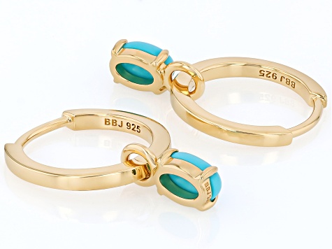 Sleeping Beauty Turquoise 18k Yellow Gold Over Sterling Silver Earrings