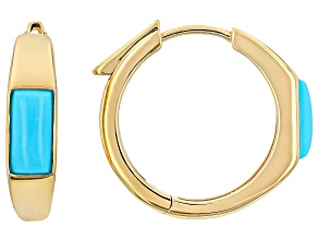 Sleeping Beauty Turquoise 18k Yellow Gold Over Sterling Silver Hoop Earrings