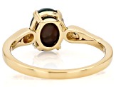 Black Ethiopian Opal With Blue Lab Grown Diamond D-F VS2-SI 18k Yellow Gold Over Silver Ring 0.97ctw