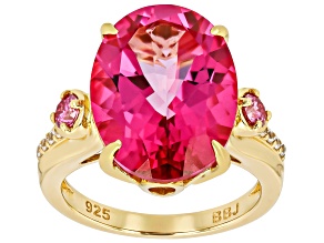 Pink Topaz 18k Yellow Gold Over Sterling Silver Ring 10.06ctw