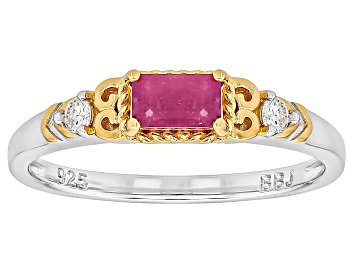 Picture of John Saul Ruby With Prazana® Lab-Grown Diamonds 18k Yellow Gold Over Sterling Silver Ring 0.40ctw