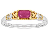 John Saul Ruby With Prazana® Lab-Grown Diamonds 18k Yellow Gold Over Sterling Silver Ring 0.40ctw