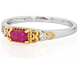 John Saul Ruby With Prazana® Lab-Grown Diamonds 18k Yellow Gold Over Sterling Silver Ring 0.40ctw