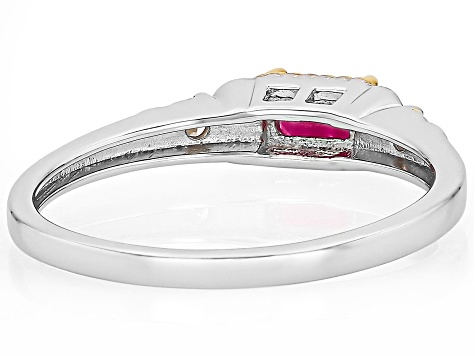 John Saul Ruby With Prazana® Lab-Grown Diamonds 18k Yellow Gold Over Sterling Silver Ring 0.40ctw