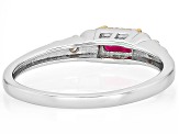 John Saul Ruby With Prazana® Lab-Grown Diamonds 18k Yellow Gold Over Sterling Silver Ring 0.40ctw