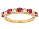 John Saul Ruby With Lab Grown White Diamond 18k Yellow Gold Over Sterling Silver Ring 0.77ctw
